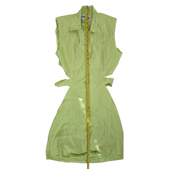 Steve Madden Womens Evan Dress Sunny Lime Collared Sleeveless Button-Front Adjus - Picture 3 of 6